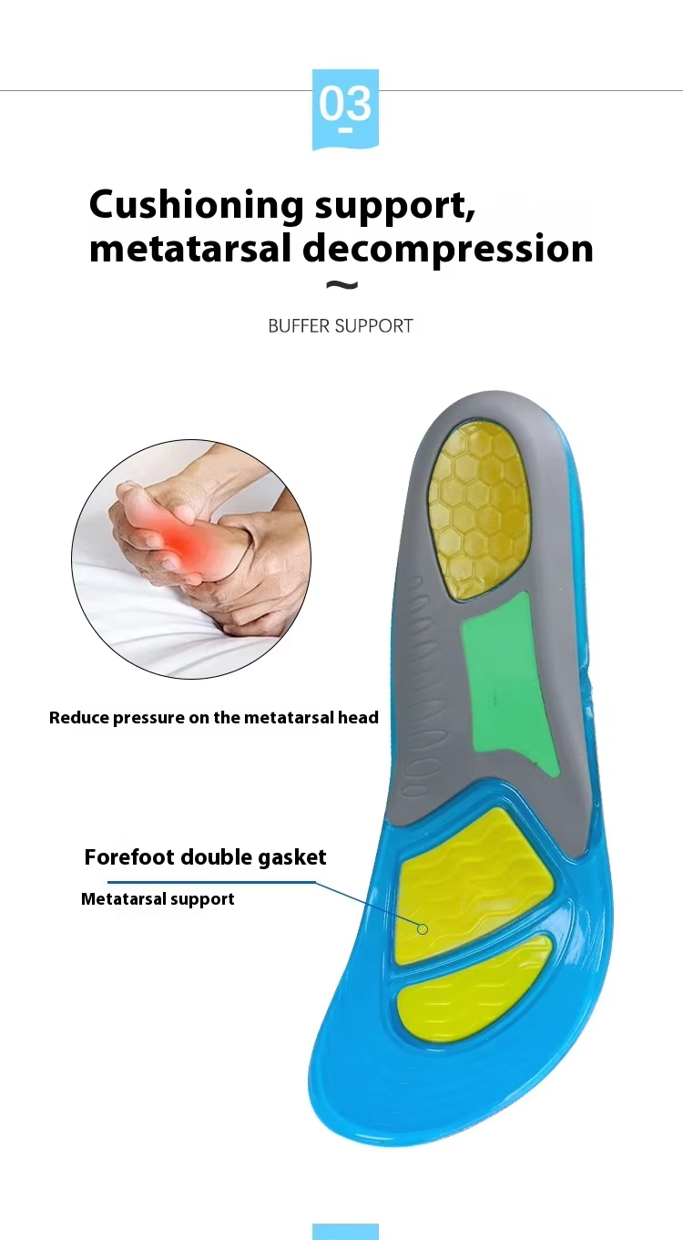 Non-slip shoe soft insoles - grip-enhanced TPE with gel stability pods